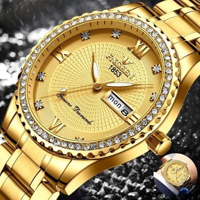 Multicon Wholesale Hub Stainless Steel Quartz Watch For Men, Waterproof Luxury, Gold Classic Analog Design, Business Gift For Him Stainless Steel Quartz Watch For Men, Waterproof Luxury, Gold Classic Analog Design, Business Gift For Him