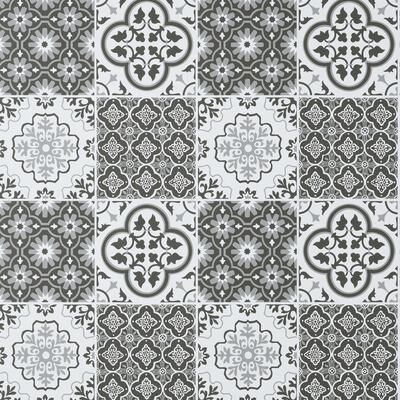 InHome Charcoal Lisbon Tile Peel & Stick Wallpaper
