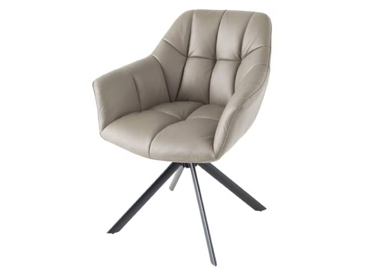 Riess Ambiente Stuhl Papillon - Taupe - Echtleder Metall Auto-Return Auto-Return-Funktion, Ziersteppung, hoher Komfort, bequeme Polsterung, pflegeleicht, langlebig, stabil, Esszimmerstuhl