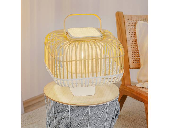 Bamboo Square Lampe de Table S White - Forestier Bamboo Square S - Salon / séjour - Design - Bambou - À ampoule unique