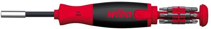 Wiha Schraubendreher mit Bit Magazin LiftUp 25, 1/4" (schwarz/rot, 12-teilig, magnetisch)