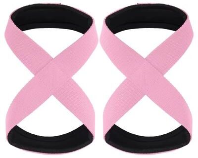 Inspired Finds Anti Slip Weightlifting Wrist Straps Pair, Adjustable Grip Support Wraps For Deadlifts, Pull Days, And Strength Training pink