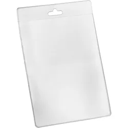 50 Ausweishüllen, Kartenhüllen, DIN A7, Hochformat, Euroloch, Weich-PVC 250 μm, transparent, Hängerand (verstärkt)