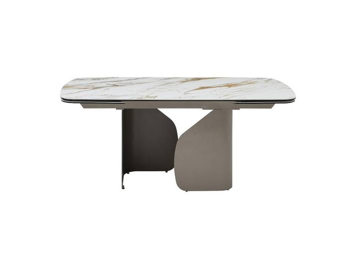 Vente-Unique Esstisch - 6 Personen, 8 Personen, 10 Personen - glas - weiß Camuvo, Weiß, Metall, Uni, Rechteckig, 260x75x90 cm, Esszimmer, Esstische