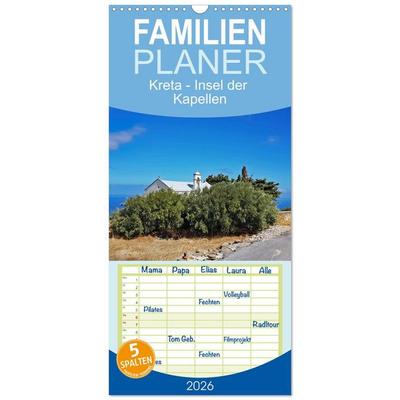 Familienplaner 2026 - Kreta - Insel der Kapellen mit 5 Spalten (Wandkalender, 21 x 45 cm) CALVENDO
