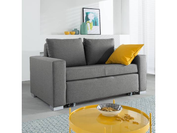 Schlafsofa Basic Grau/Grau Stoff Doran 153cm mit Schlaffunktion Modern