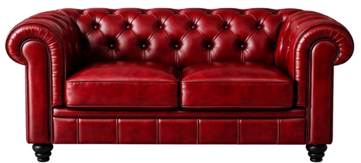 Meubeldistrict Chesterfield Bank 2 Zits Rood Leer Sofa Breedte: 152 cm