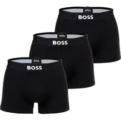 BOSS Herren Boxershorts, 3er Pack - Trunks, Boss One, Cotton Stretch, Logo Schwarz / 2XL