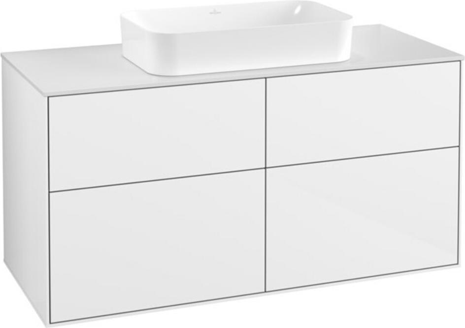V&B Waschtischunterschrank Finion 120x60,3x50,1cm, Gl. wh. m, glo wh. Lac