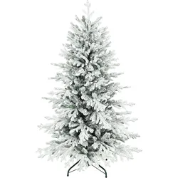 KÜNSTLICHER-WEIHNACHTSBAUM, 150cm Christbaum mit Schnee, 1162 Zweigen Grün