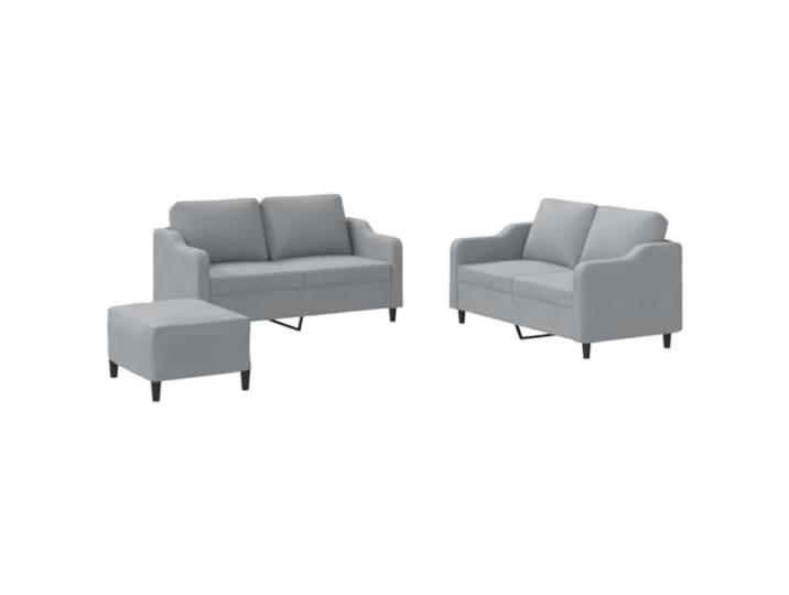 Coespram 3-tlg. Sofagarnitur mit Polsterhocker Hellgrau Stoff Moderne Couchgarnitur fürs Wohnzimmer mit bequemem Fusshocker, dichter Schaumstoffpolsterung und atmungsaktivem Bezug.