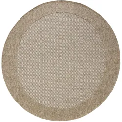 benuta Nest In- & Outdoor-Teppich Naoto Beige ø 200 cm - Teppich für Balkon, Terrasse & Garten