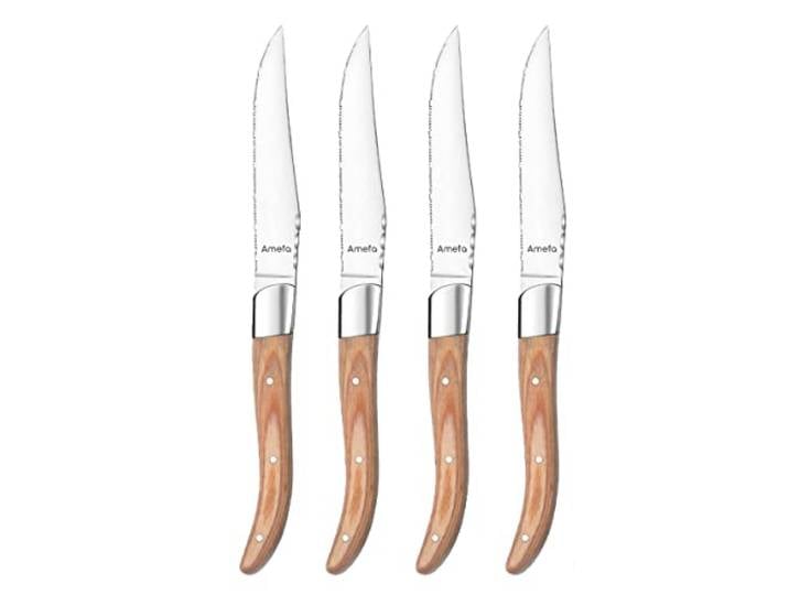 Royal Steak Lot de 4 couteaux à steak en bois naturel Coffret cadeau