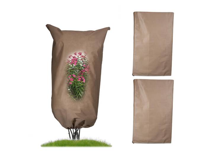 Relaxdays Pflanzenschutzhaube Beige 3er-Set Reißverschluss 140x80 cm, Kunststoff, Textil, Metall, 80x140x0.5 cm, Gartenzubehör