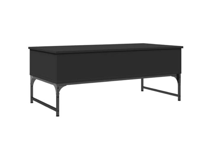 KMVXCVNM Couchtisch Schwarz 100x50x40 cm Wohnzimmertisch Holzwerkstoff Zwei verdeckte Fächer schaffen Ordnung im Wohnzimmer, während verstellbare Bodengleiter Unebenheiten ausgleichen.