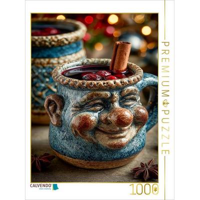 CALVENDO Puzzle Beschwipste Weihnachtstasse mit Glühwein - Lustiges Wintermotiv | 1000 Teile Lege-Größe 64x48cm Foto-Puzzle für glückliche Stunden