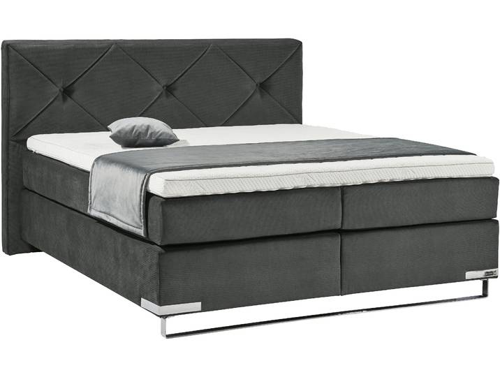 Boxspringbett, Massivholz, D 040 Anthrazit, 177×214 cm, 3 Härtegrade, Modern, Musterring