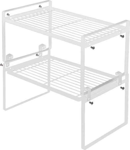 Unyqoos Keukenrek Set Wit Organizer met Serveerplank voor in de Kast