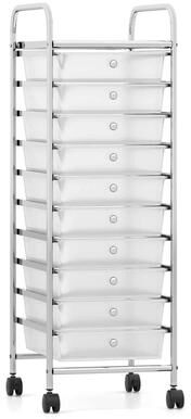 Rolling Storage Cart with 10 Drawers & Wheels for Office Home School