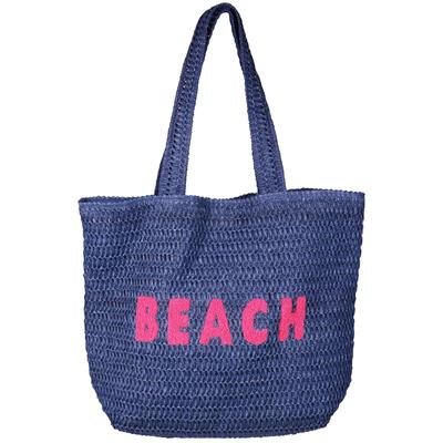 Strandtasche CAPELLI NEW YORK, Damen, Gr. B/H/T: 39cm, blau (navy, pink), Obermaterial: 100% Papier, Taschen Strandtasche