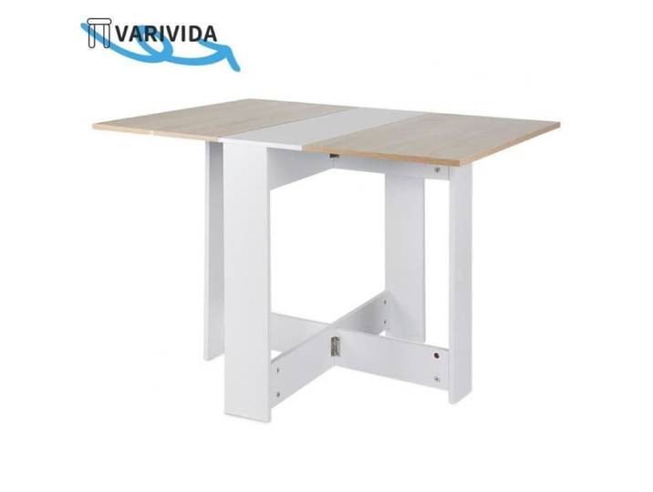Table Pliante - VARIVIDA - Console - Blanc et Bois - 15 mm Épaisseur - Design Contemporain
