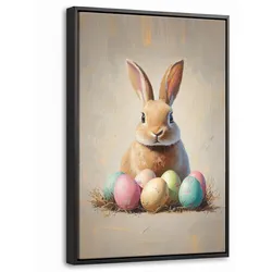 LEINWAND Bilder mit Rahmen - Osterhase - Pastell - Eier - 20x30