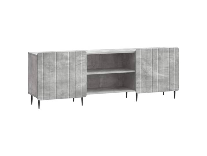 LKJephalotrope TV-Schrank Betongrau 150x31x52cm Lowboard Holzwerkstoff Stabiles Fernsehmöbel mit Metallbeinen und Stauraum hinter 2 Schwenktüren für Unterhaltungselektronik im Wohnzimmer.
