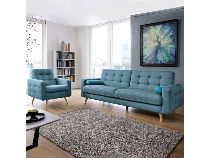 Schlafsofa Nappa Türkis Stoff Schlafcouch
