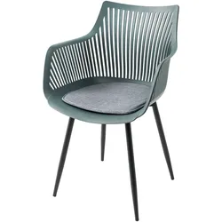 riess-ambiente Stuhl SIGNUM - modern salbei schwarz Kunststoff Gartenstuhl Indoor Outdoor mit Armlehnen