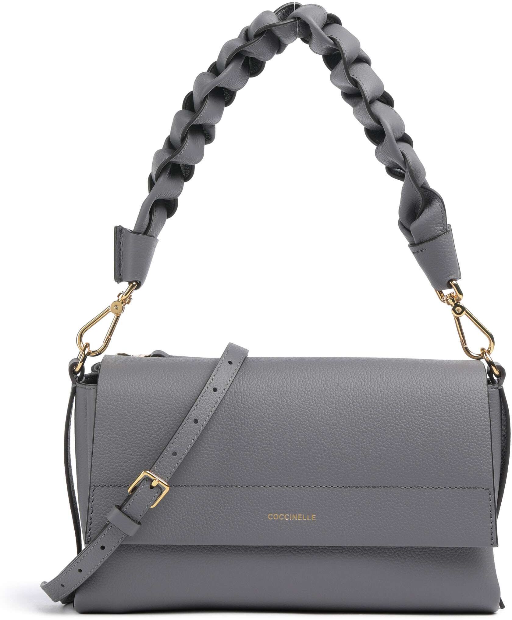 Coccinelle Boheme Grana Double Schultertasche aus Leder, blau