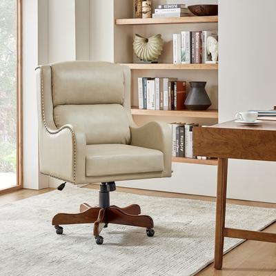 HULALA HOME Pete Transitional Faux Leather Adjustable Height Swivel Executive Office Chair with Tilt Mechanism
