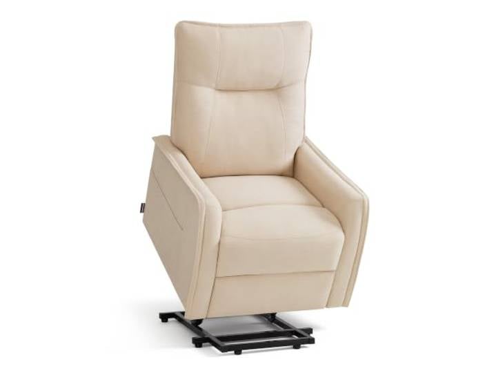 M MCombo Fernsehsessel mit Aufstehhilfe Elektrisch, Relaxsessel mit Liegefunktion bis 140°, Massage & Heizung, Kleiner Aufstehsessel, Seniorensessel für Wohnzimmer 7089 (Stoff-Beige)