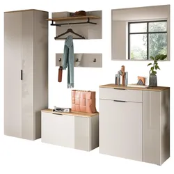 GARDEROBEN-SET 6-teilig Kaschmir Sand und Eiche, Komplett-Set 250 x 190 cm