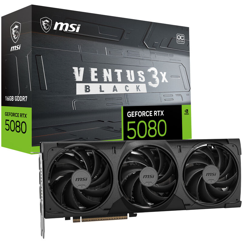 MSI GeForce RTX 5080 16G VENTUS 3X OC BLACK, 16384 MB GDDR7