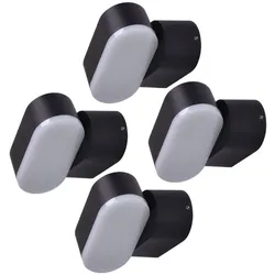 Wandleuchte Aussen Fassadenleuchte Außen LED Wandlampe Garten schwarz verstellbar, Aluminium Kunststoff, 6W 660lm warmweiß, BxH 11x9,6 cm, 4er Set