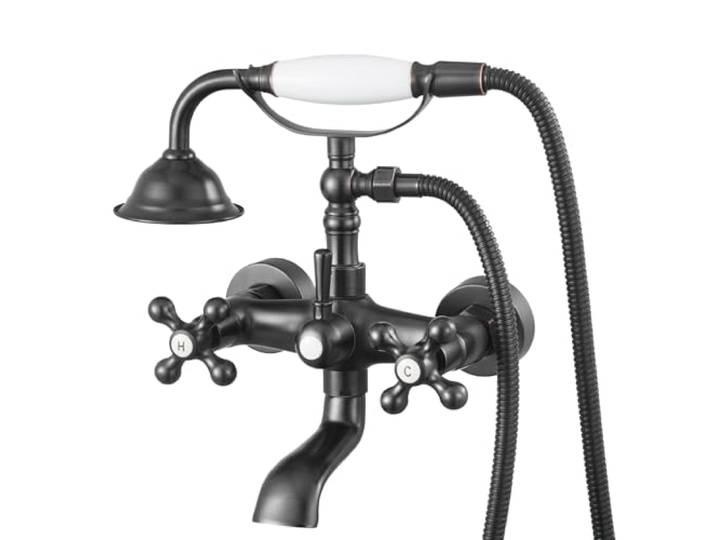 VEVOR Robinet de baignoire sur pattes\, avec douchette à main\, ensemble de robinet de remplissage de baignoire mural en bronze huilé vintage\, avec bras pivotants réglables et bec pivotant à 360°
