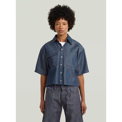 Langarmshirt G-STAR "Remix Shirt", Damen, Gr. XS, blau (raw denim), Denim/Jeans, Obermaterial: 82% Baumwolle, 18% Polyester, Shirts Langarmshirt