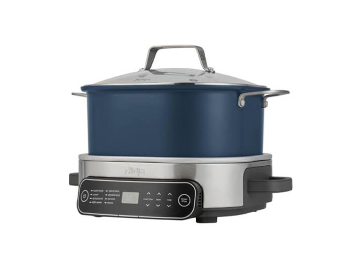 Ninja Foodi PossibleCooker, 6 L, digitaler Multikocher, 8-in-1, Nachtblau Schongarer mit Topf & Reiskocher, Dampfeinsatz, Löffel & Glasdeckel, Anbraten, Backen - MC1101EU