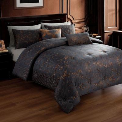 Zako Llc Bamboo Tree Comforter Bed Set Charcoal, King, Charcoal