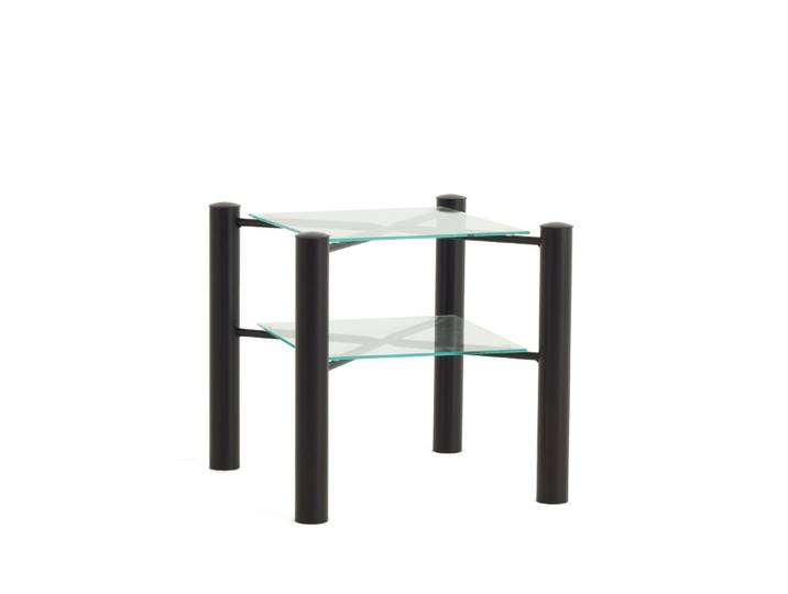 Nachttisch Iris 2 , Metall , mit Glasplatte , Schwarz struktur