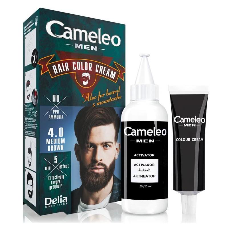 Delia Cosmetics Cameleo - Men Hair Color Cream hair. beard and mustuch paint 4.0 Medium B (4.0 Mittelbraun) (5901350445846)