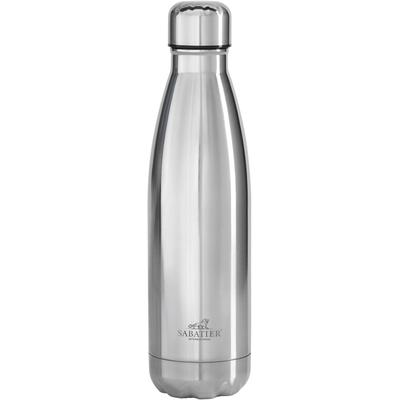 Isolierflasche "Brasserie", silber, H:26,5cm, Edelstahl, Silikon, SABATIER INTERNATIONAL, Trinkflaschen, Isolierflasche, 500 ml, doppelwandiger Edelstahl, tropfsicher