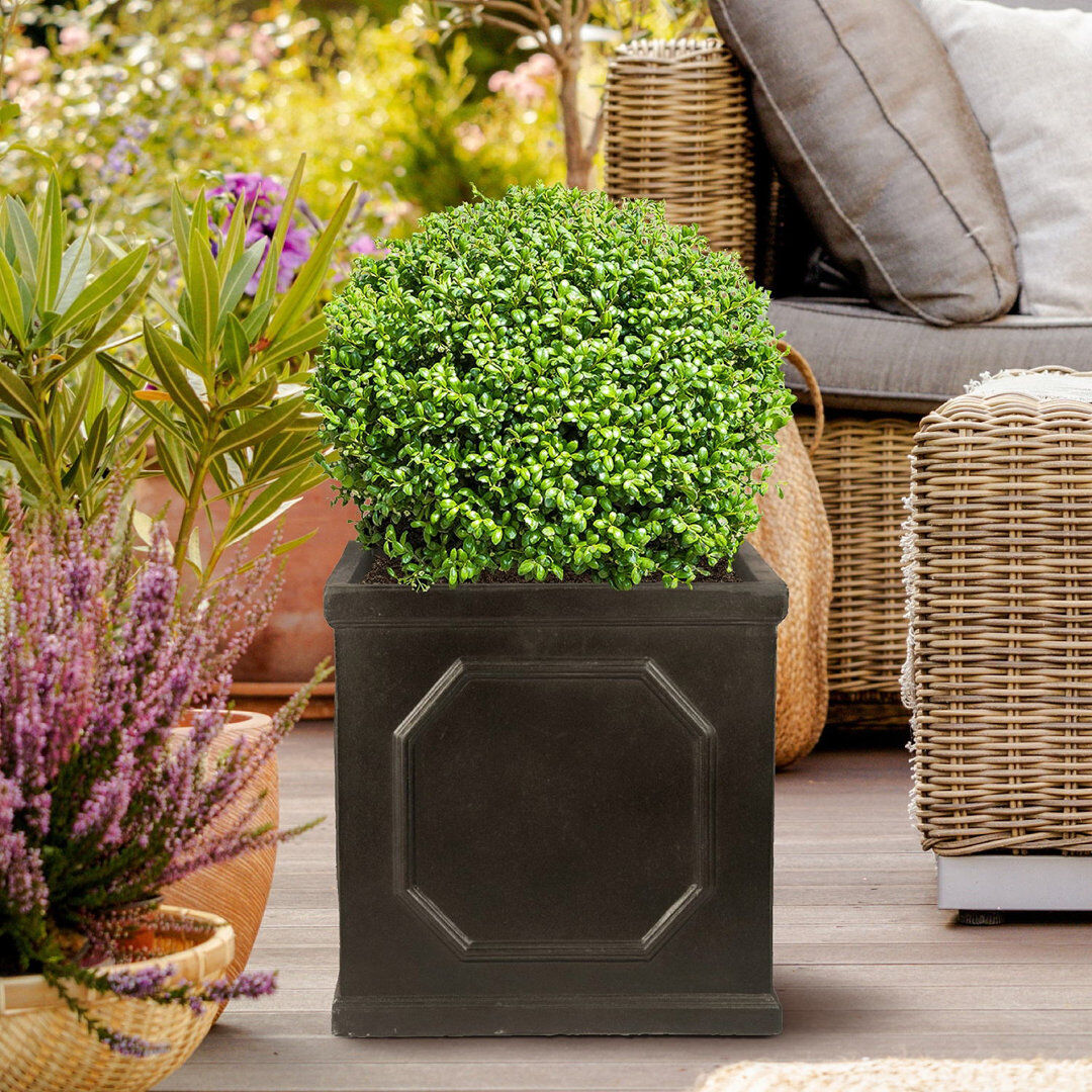 HORTICO Handmade Planter Box Dark Grey 45cm H x 45cm W x 45cm D