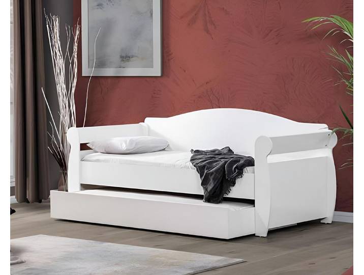 JVmoebel Schlafsofa Ausziehbares Tagesbett Weiß für Schlafzimmer und Gästezimmer