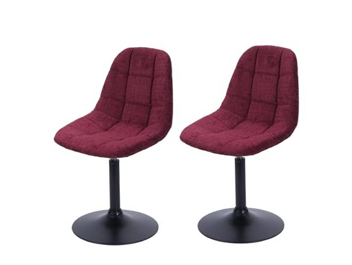 CHEFGASTRO 2er-Set Esszimmerstuhl HxBxT 83x47x43cm Sitzhöhe 47cm Stahl Stoff/Textil Chenille Bordeaux Küchenstuhl Stuhl Drehstuhl