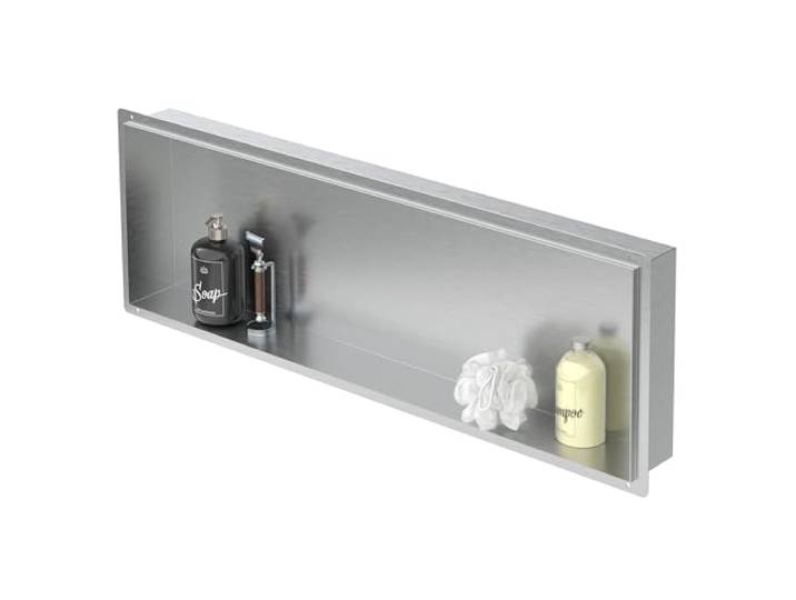 LuxeBath Wandnische aus Edelstahl, 90x30x10 cm, Silber, Duschnische, Randlos, Einbauregal, Flexibler Einbau, Befliesbare Nische für Badutensilien, Duschablage, Einzelregal, Lagerung für Badezimmer