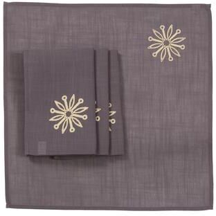 Xia Home Fashions Grey Blossom Embroidered Square Napkin