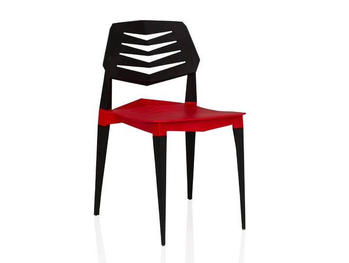 Chaise De Jardin / Chaise De Salle À Manger Flecharo Plastique Rouge/noir Hjh Living