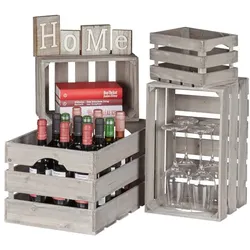 Relaxdays Shabby Holzkiste im 4er Set Grau