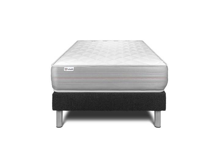 Ensemble Matelas Sommier 120x190 cm - Sommier Noir (en kit) - Vitalmemo Noir